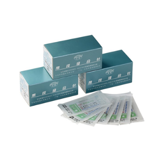 靈橋帶線縫合針圓針尼龍線（黑）3/8弧5*14，4-0號線